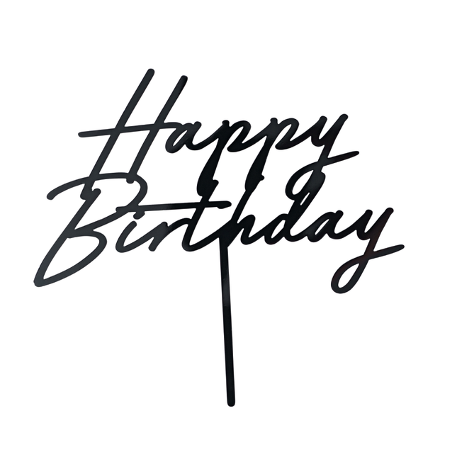 zwarte happy birthday taartversiering