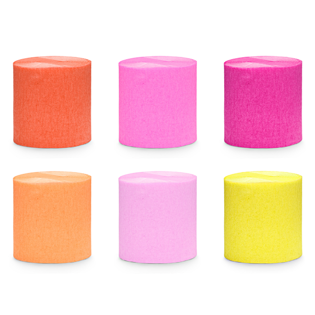 oranje, geel en roze crepe papier