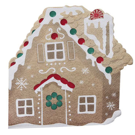 Servet in de vorm van een gingerbread huisje