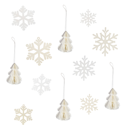 kerstboomhangers sneeuwvlok en honeycomb kerstboom