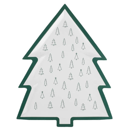 Bordje in de vorm van een kerstboom met kleine kerstboompjes erop