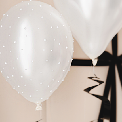 witte ballon met parel stickers