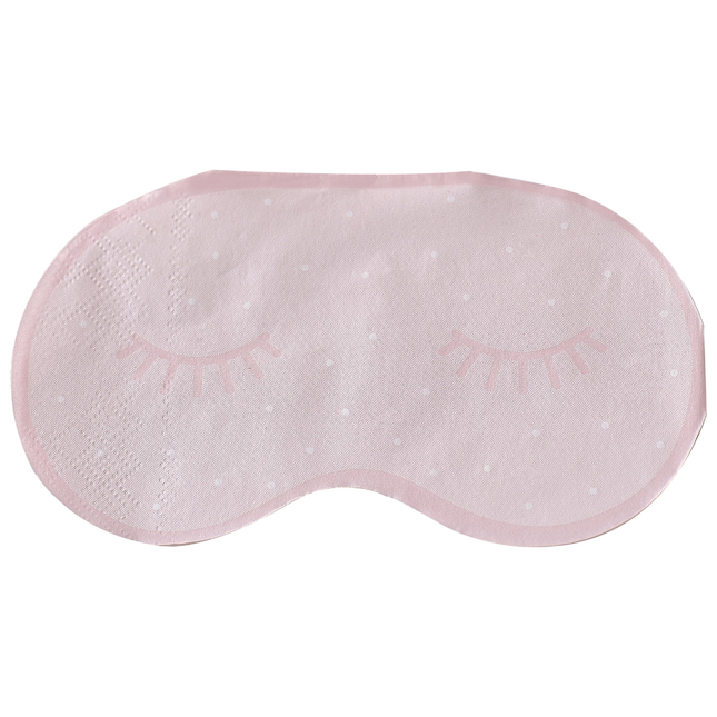 Servetten in de vorm van een oogmasker met wimpers erop