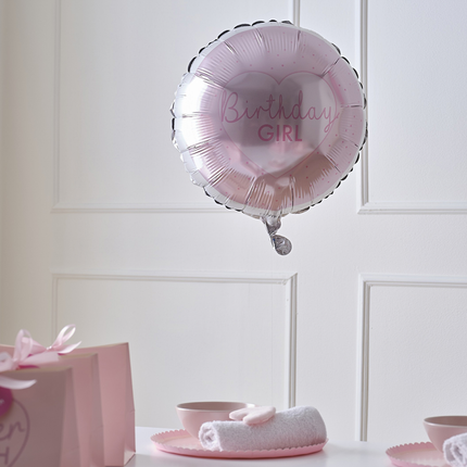 folieballon birthday girl roze