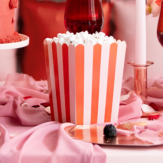 Popcorn Bakjes - Rood & Roze Strepen