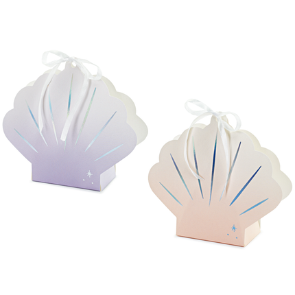 cadeautasjes schelpen lila en roze