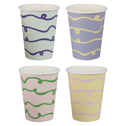 Pastel bekers met swirls en krulletjes