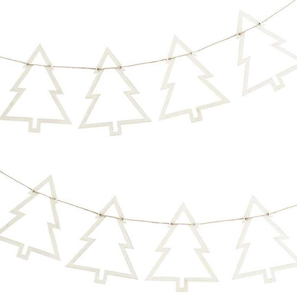 koord met houten kerstboompjes eraan