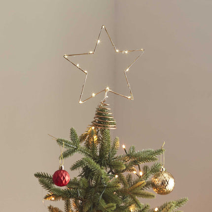 Kerstboomtopper in de vorm van een ster met lampjes