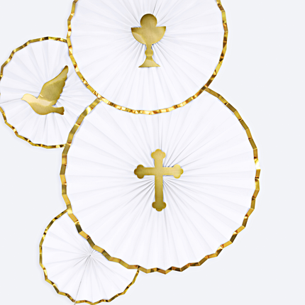 wit met gouden waaiers doopsel