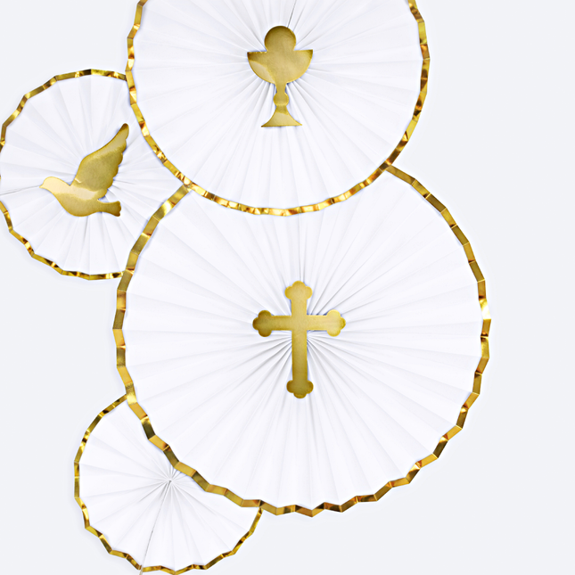 wit met gouden waaiers doopsel