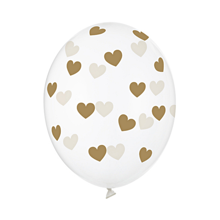 Transparante ballon met gouden hartjes