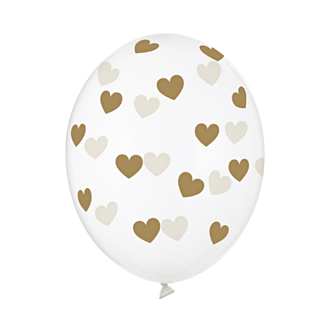 Transparante ballon met gouden hartjes