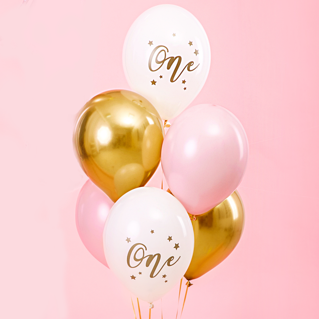 Ballonnen Set 1 Jaar  - Roze & Goud 