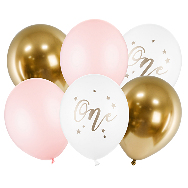 Ballonnen Set 1 Jaar  - Roze & Goud 