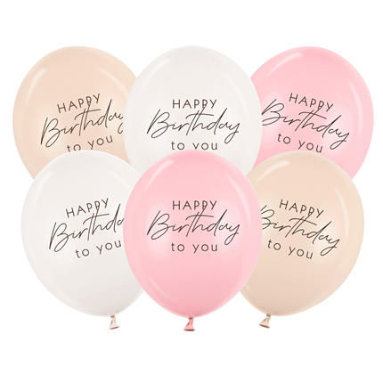 Ballonnenset ‘Happy Birthday’ - Roze, Beige & Creme