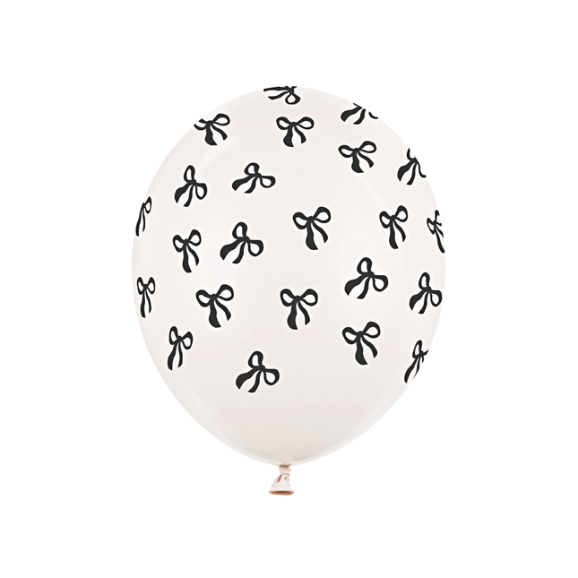 off white ballon met zwarte strikjes
