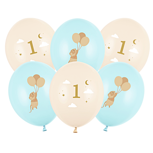Ballonnenset Muisjes - 1 Jaar - Blauw