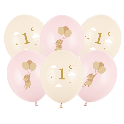Ballonnenset Muisjes - 1 Jaar - Roze