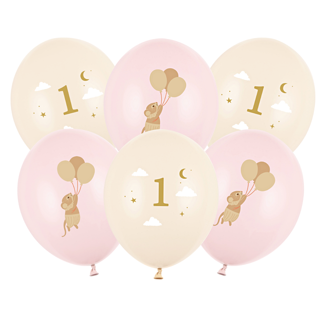 Ballonnenset Muisjes - 1 Jaar - Roze