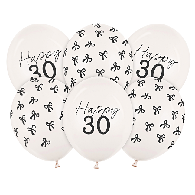 ballonnen 30 jaar met zwarte strikjes