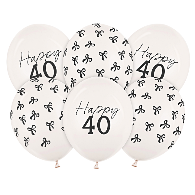 ballonnen met de tekst happy 40 en strikjes