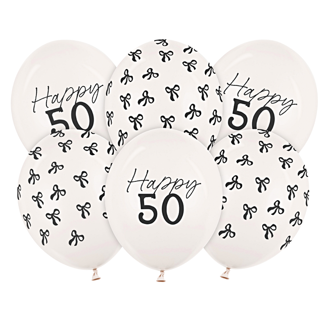happy 50 zwarte strikjes ballonnen