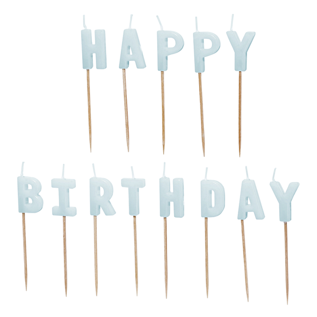 lichtblauwe kaarsen happy birthday
