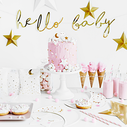 gouden en roze babyshower versiering