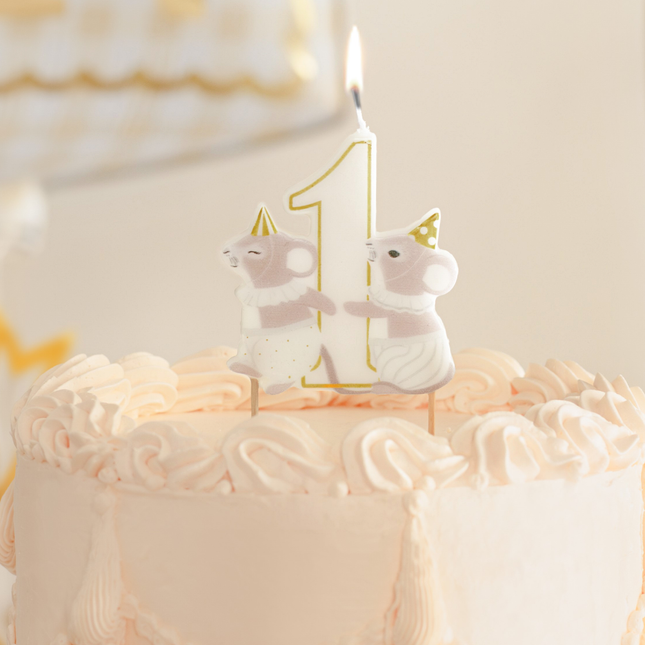Taartkaars 1 Jaar - Muisjes
