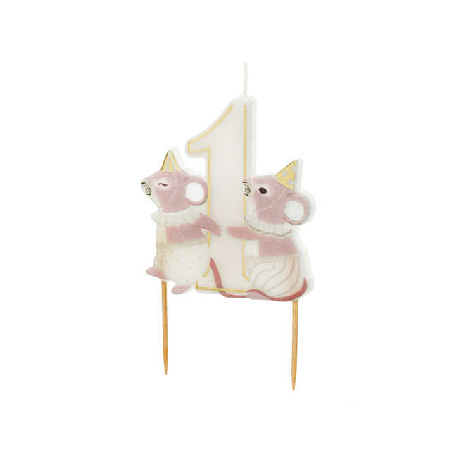 Taartkaars 1 Jaar - Muisjes