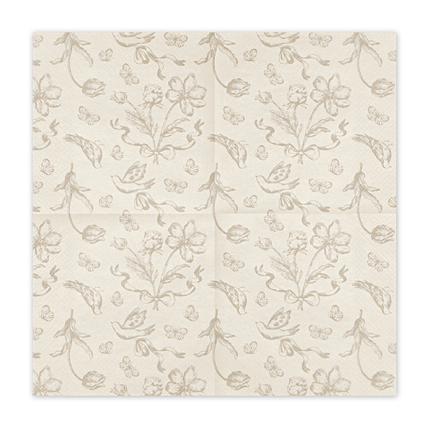 beige servetten met bloemen