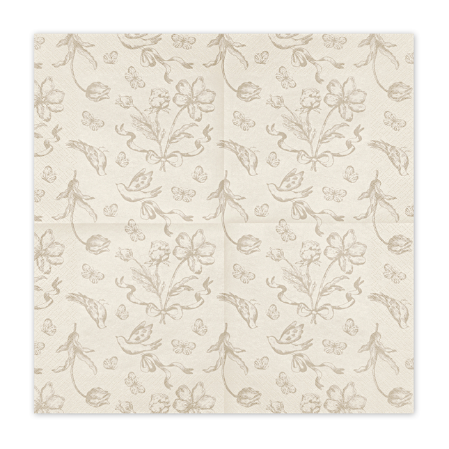 beige servetten met bloemen