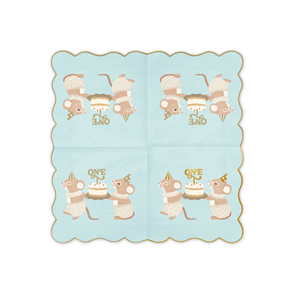 Servetten - Muisjes 'One' - Blauw