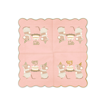 Servetten - Muisjes 'One' - Roze