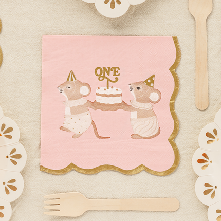 Servetten - Muisjes 'One' - Roze
