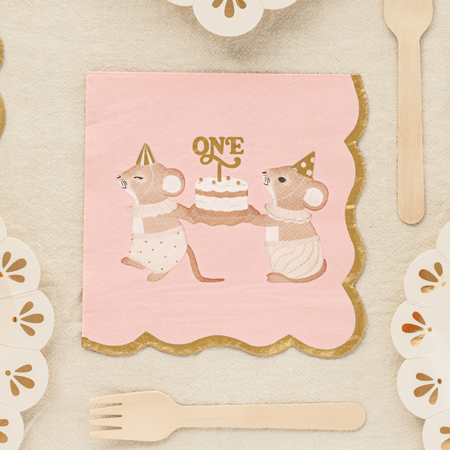 Servetten - Muisjes 'One' - Roze