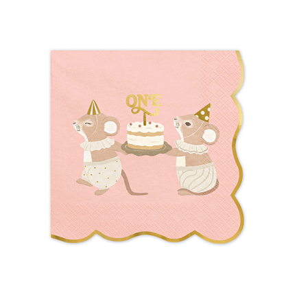 Servetten - Muisjes 'One' - Roze
