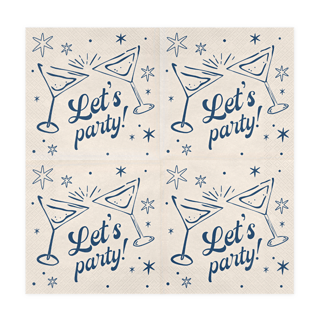 Servetten Let's Party - Martiniglas