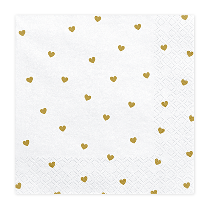 witte servet met gouden hartjes