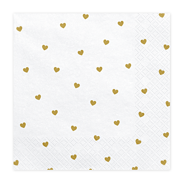 witte servet met gouden hartjes