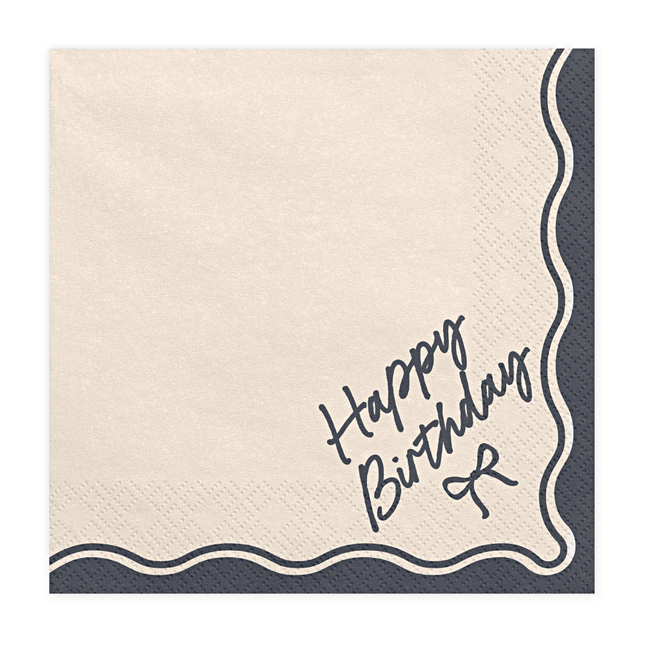 Servetten Happy Birthday - Zwarte Strik