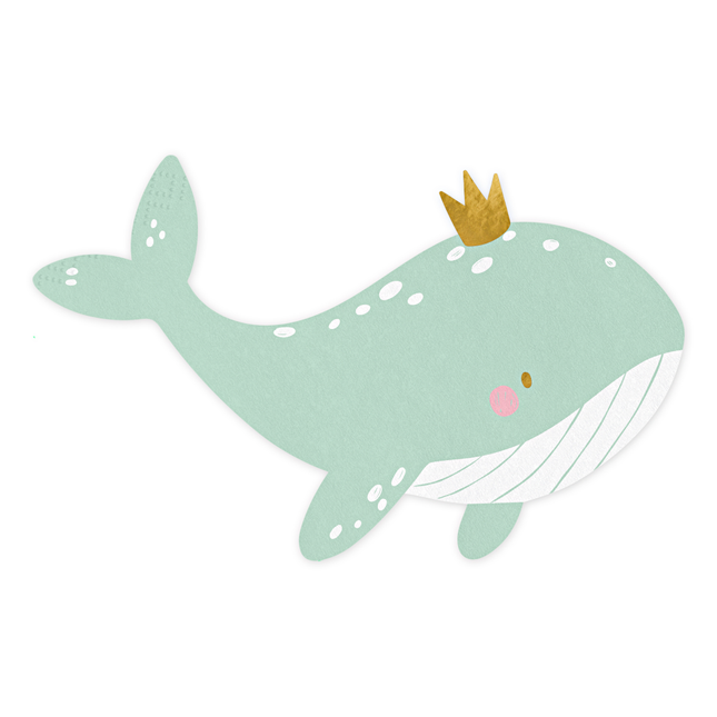 servet walvis blauw en goud