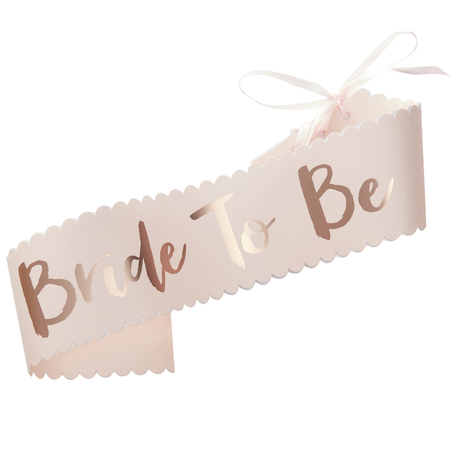 Lichtroze sjerp met de rosé gouden tekst 'Bride to be'