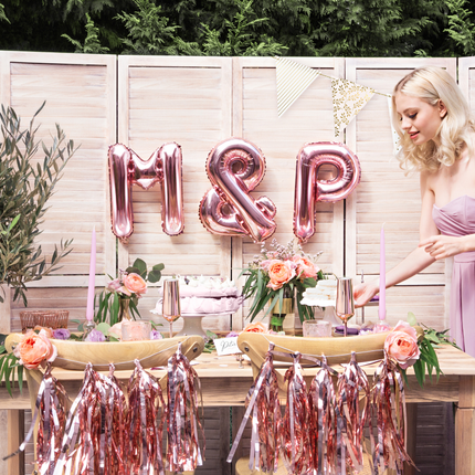 rose gouden bruilofts versiering