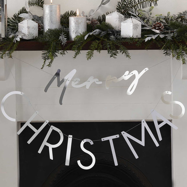 Letter banner met merry christmas erop