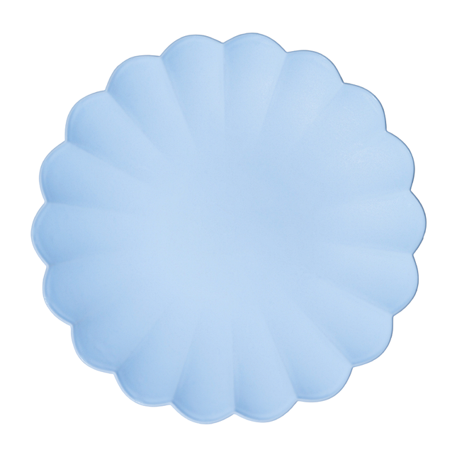 lichtblauw, plastic bordje met een kartelrand