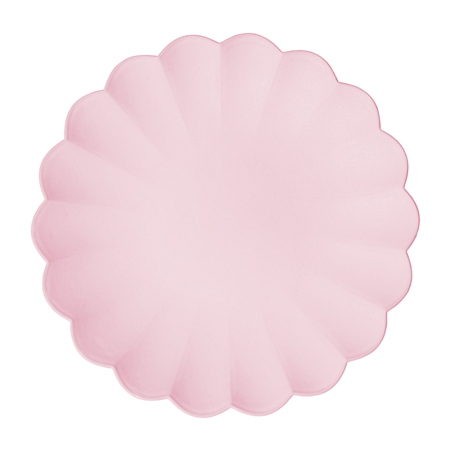 lichtroze, plastic bordje met kartelrand