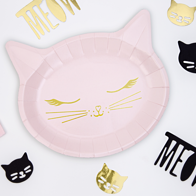 goud en roze katten bordjes