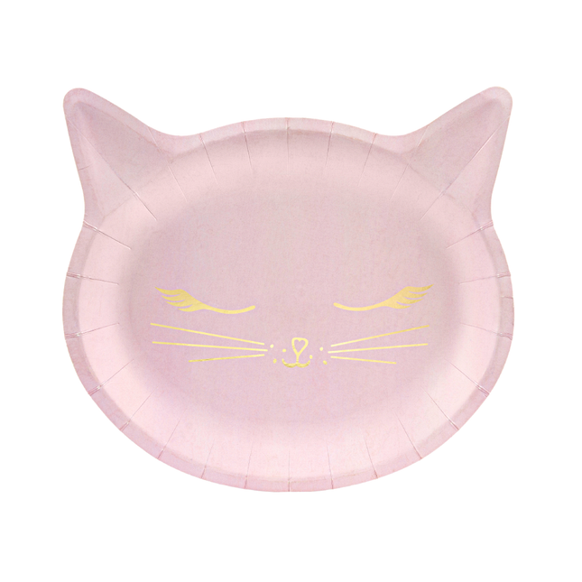 goud en roze katten bordjes